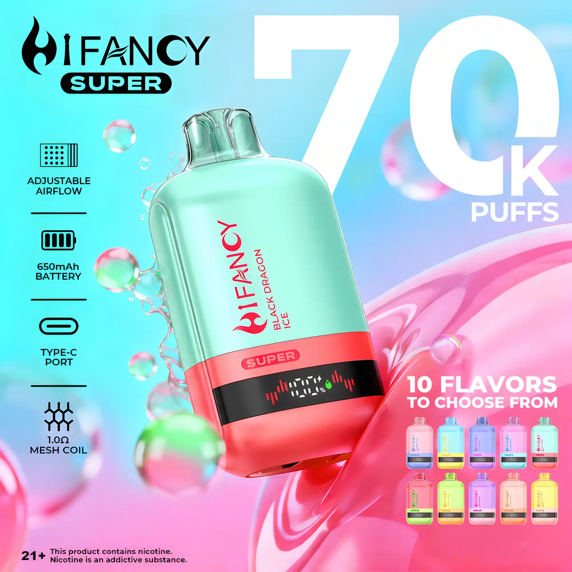 HiFancy Super 70000 – funkcje, regulacja airflow i technologia grzewcza