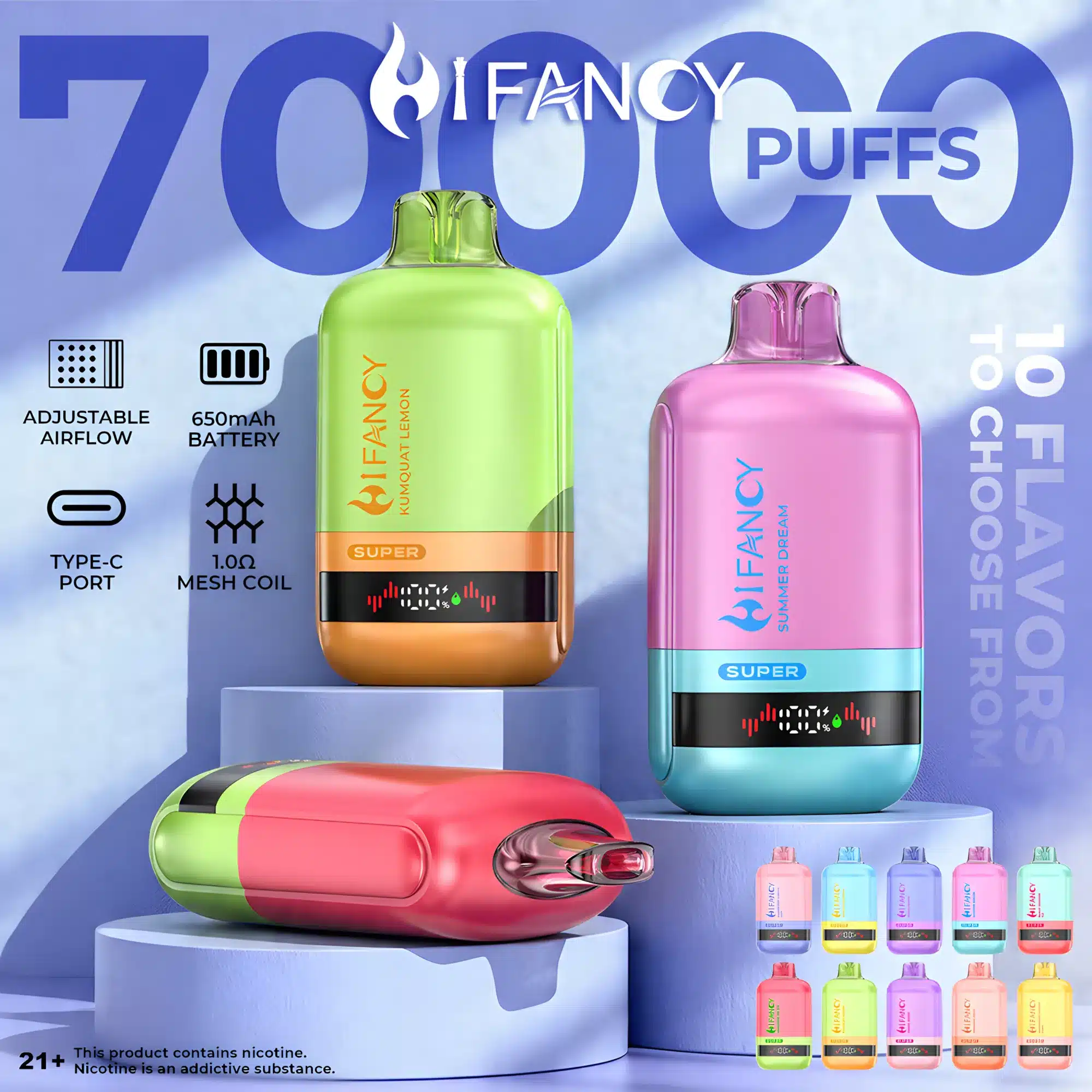 HiFancy Super 70000 – pełna gama 10 smaków premium