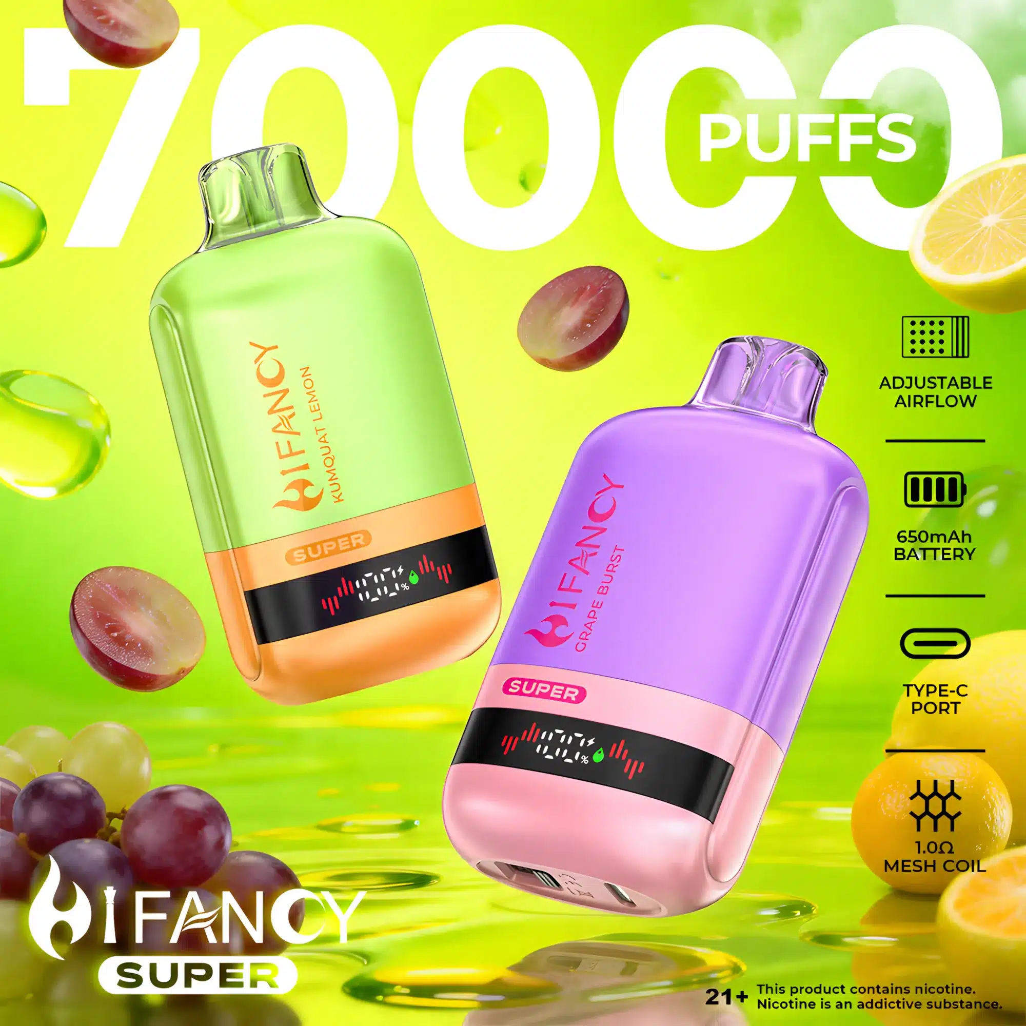 HiFancy Super 70000 – smaki Grape Burst i Kumquat Lemon