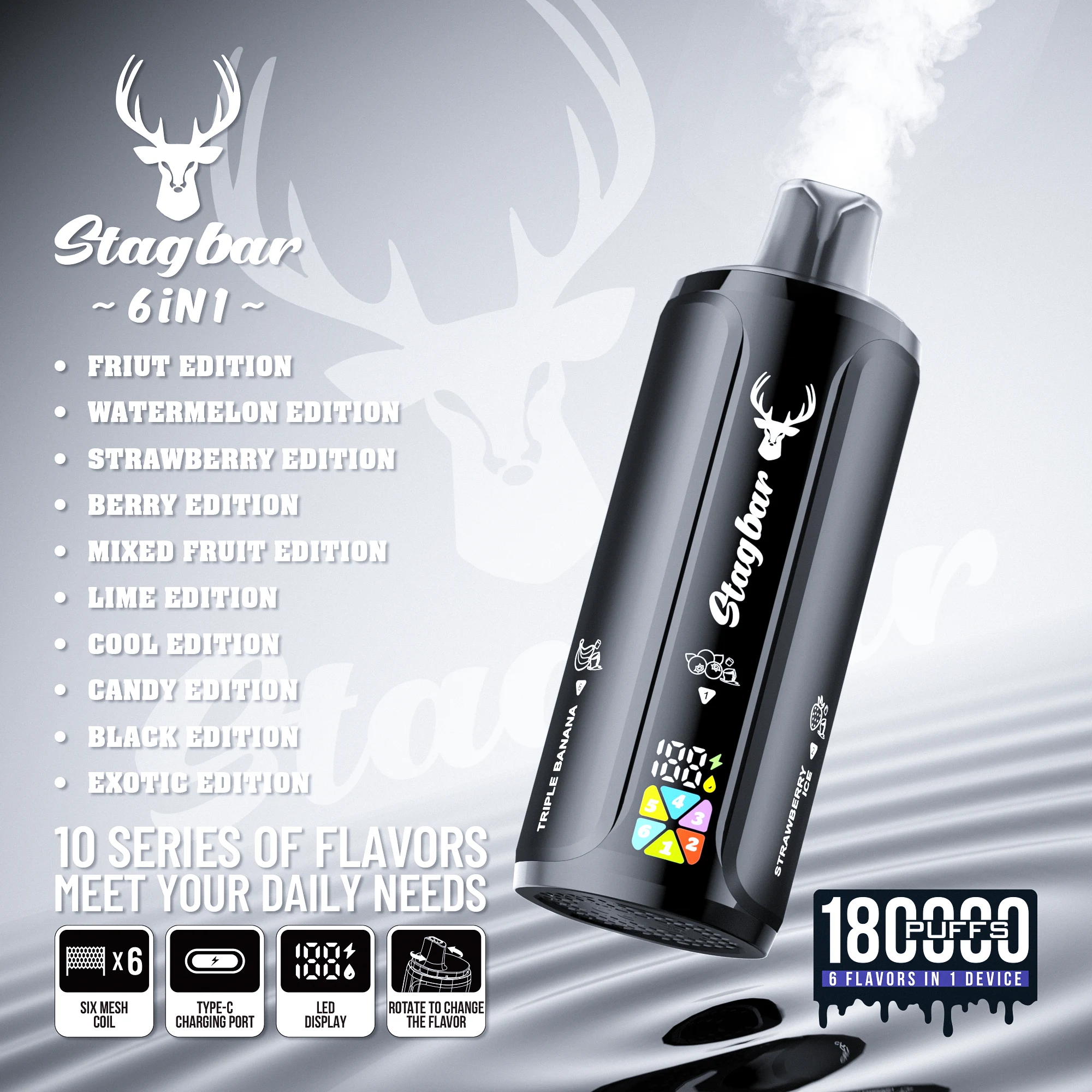 stagbar 6in1 180000 puffs – obrotowy e papieros 6w1 (108ml) stagbar 6in1 180000 puffs – obrotowy e papieros 6w1 (108ml)