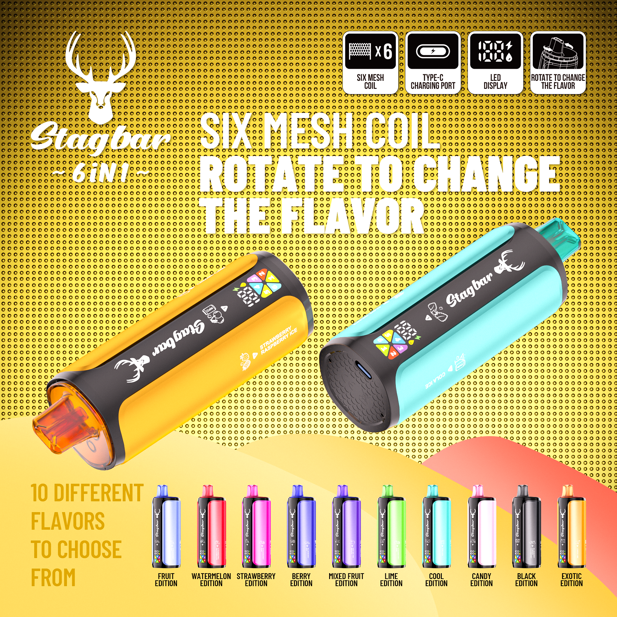 Stagbar 6in1 180000 Puffs kolekcja 10 edycji smakowych